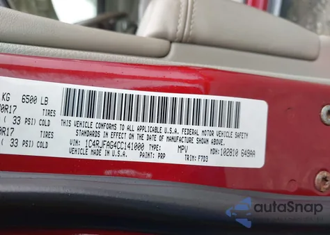 2012 Jeep Grand Cherokee Laredo z USA, uszkodzony, nr VIN 1C4RJFAG4CC141000